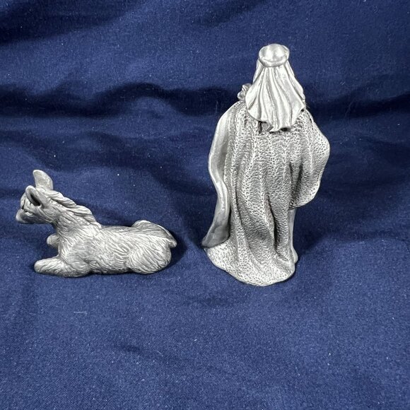 2003 Cathi Cook Designs Pewter Nativity Figurines Shepherd & Donkey - Picture 2 of 4